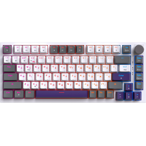Механічна клавіатура GamePro Genesis Warden MK160P Gray White, Hot Swap, RGB, Дротове підключення, UKR/ENG 9174 фото