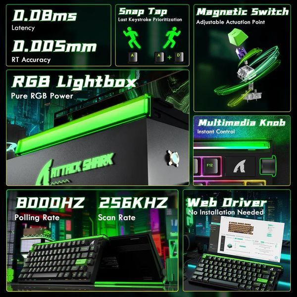 Клавіатура магнітна Attack Shark R85 Black 5612 фото