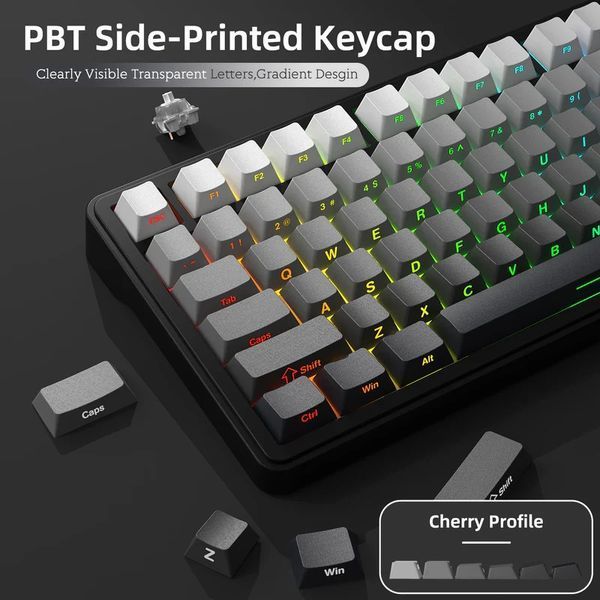 Механічна клавіатура Attack Shark X85 Gradient Black, Hot Swap, RGB, Bluetooth / 2.4 ГГц / USB 1421 фото