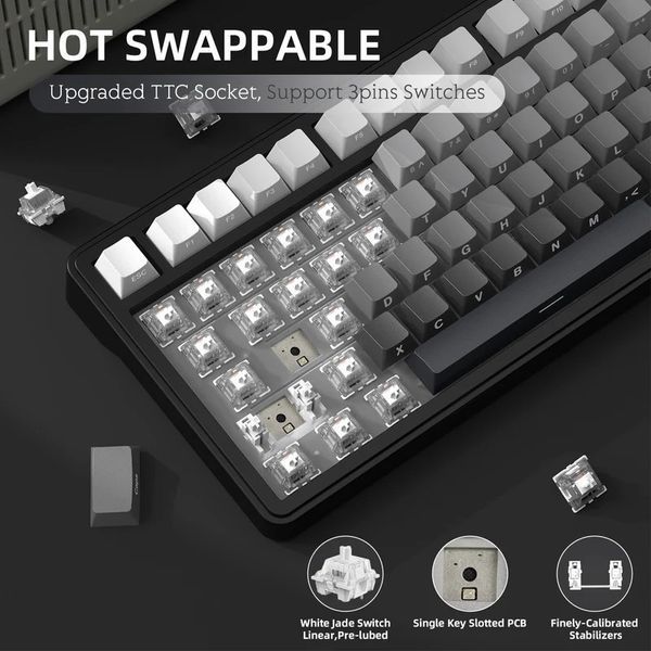 Механічна клавіатура Attack Shark X85 Gradient Black, Hot Swap, RGB, Bluetooth / 2.4 ГГц / USB 1421 фото