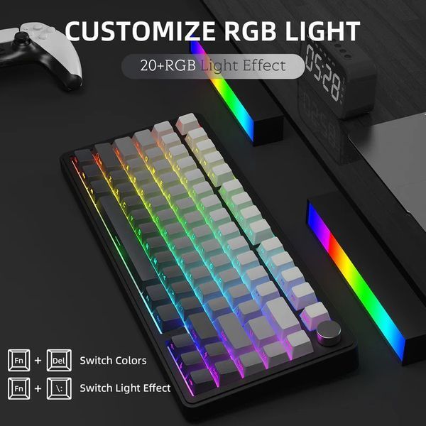 Механічна клавіатура Attack Shark X85 Gradient Black, Hot Swap, RGB, Bluetooth / 2.4 ГГц / USB 1421 фото