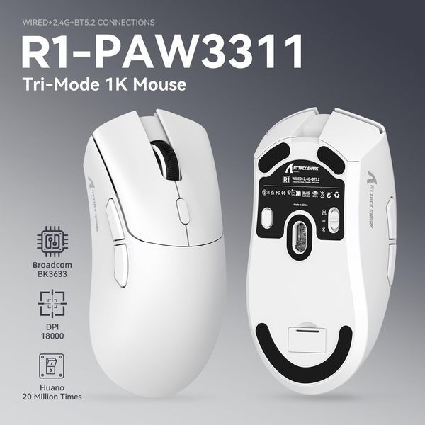 Миша Attack Shark R1 White 8111 фото