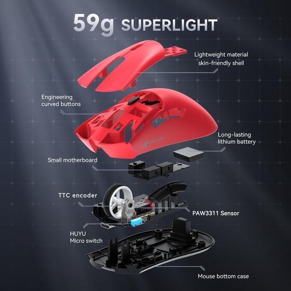 Миша Attack Shark R1 Red 8111 фото