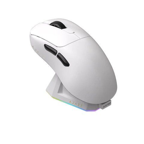 Бездротова миша Ajazz AJ179P White, з док-станцією, сенсор PAW3395, 26000 DPI, 1000 Гц, Bluetooth / 2.4 ГГц / USB 7651 фото