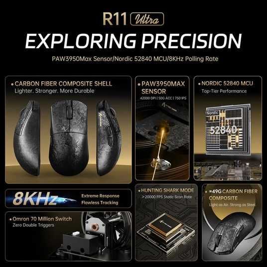 Купити Миша Attack Shark R11 Ultra Forged Black 7793 в інтернет