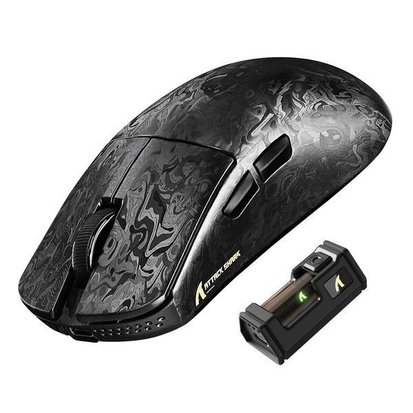 Бездротова миша Attack Shark R11 Ultra Forged Black, Carbon Fiber, сенсор PAW3950MAX, 42000 DPI, 8000 Гц, Bluetooth / 2.4 ГГц / USB 7793 фото