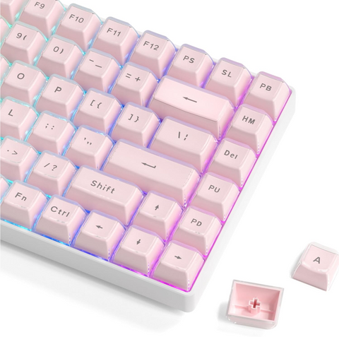 Набір кейкапів Womier Jelly Pink 113 шт. Гравіювання зверху. OEM Profile, ABS/PS , Double-Shot 7206 фото