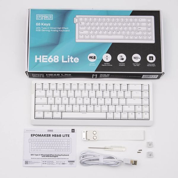 Клавіатура магнітна Epomaker HE68 Lite White 9513 фото