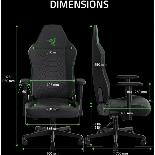 Крісло для геймерів RAZER Iskur V2 X Black Fabric (RZ38-05310100-R3G1) 7280 фото