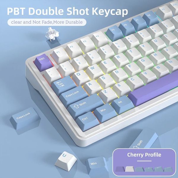 Клавіатура Attack Shark X85 White Purple 1421 фото