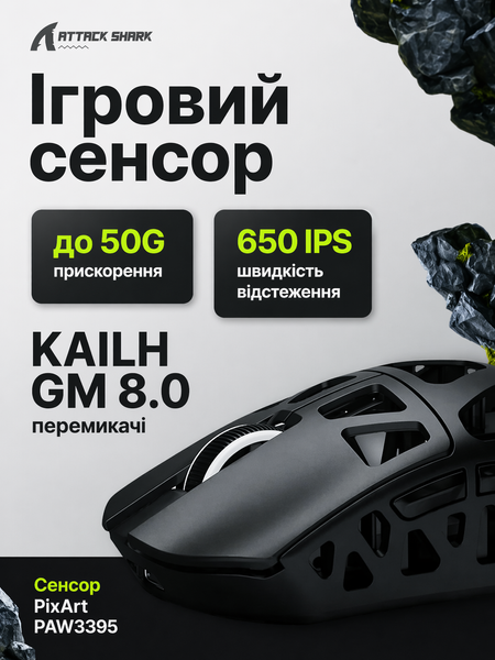 Миша Attack shark R3 Grey 6753 фото