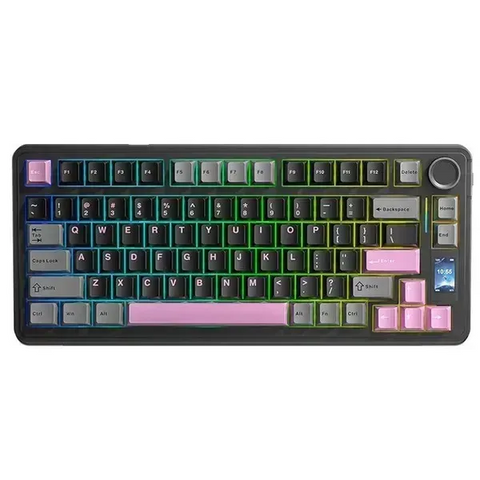 Механічна клавіатура Aula S75 Pro Black Grey Pink, TFT-дисплей, Hot Swap, RGB, Bluetooth / 2.4 ГГц / USB 7530 фото