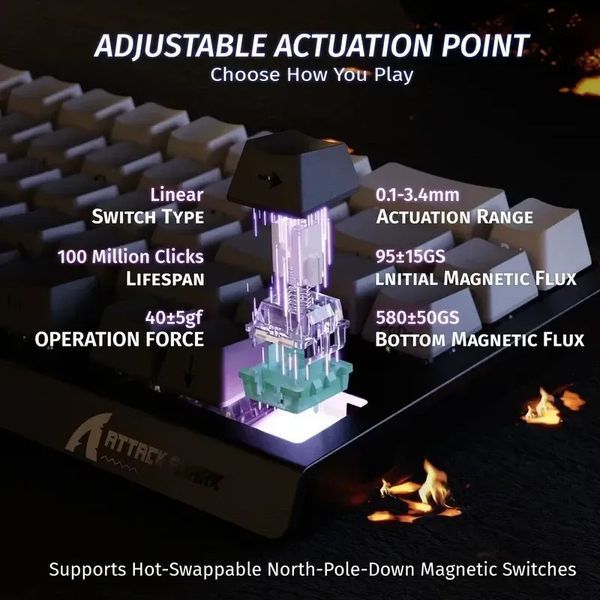 Клавіатура магнітна Attack Shark X68HE Gradient 6801 фото