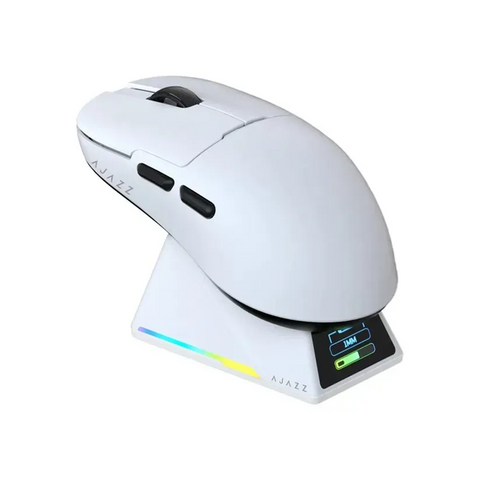Бездротова миша Ajazz AJ159 APEX White, з док-станцією, сенсор PAW3950, 42000 DPI, 8000 Гц, Bluetooth / 2.4 ГГц / USB  5111 фото