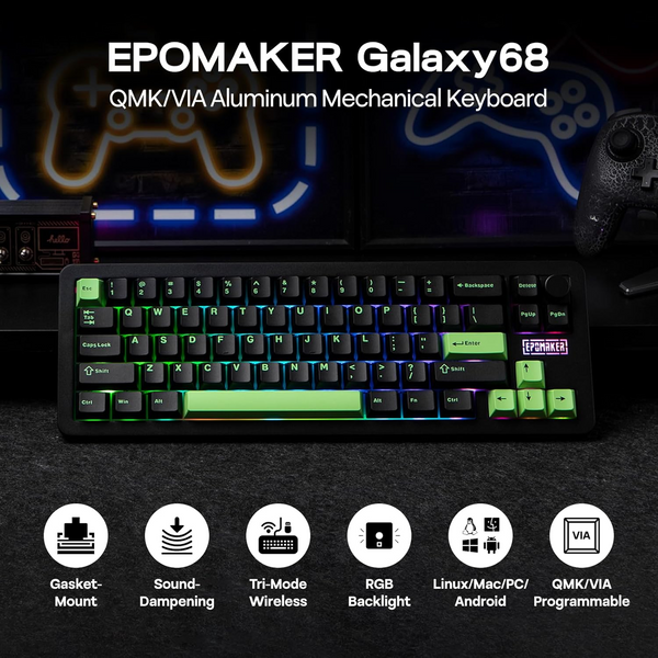 Клавіатура Epomaker Galaxy 68 Black 6881 фото