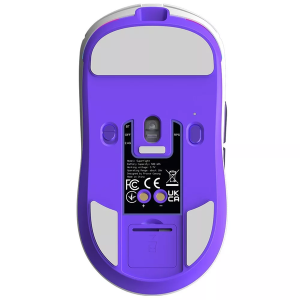 Бездротова миша Proove Gaming Superfight Wireless White Purple, з док-станцією, сенсор PAW3311, 22000 DPI, 1000 Гц, Bluetooth / 2.4 ГГц / USB 68583 фото