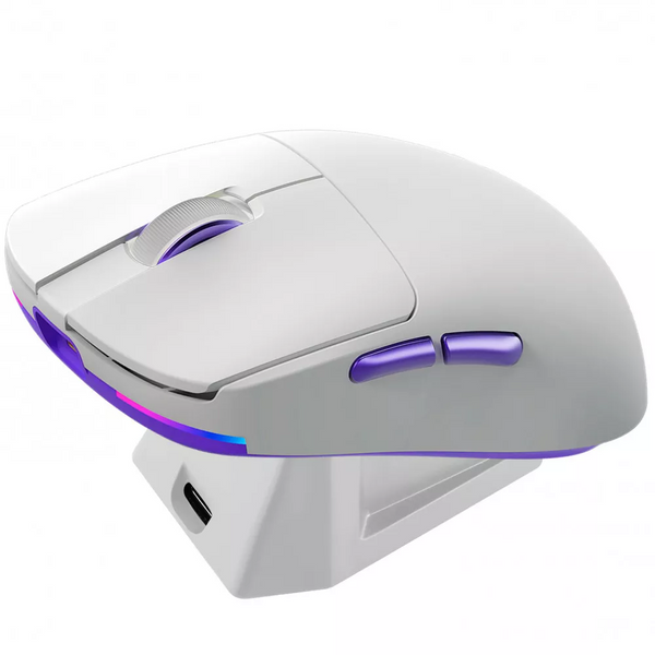 Бездротова миша Proove Gaming Superfight Wireless White Purple, з док-станцією, сенсор PAW3311, 22000 DPI, 1000 Гц, Bluetooth / 2.4 ГГц / USB 68583 фото