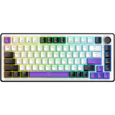 Механічна клавіатура HATOR Hellyberry HK75 White Violet, Hot Swap, RGB, Дротове підключення, UKR/ENG 7592 фото