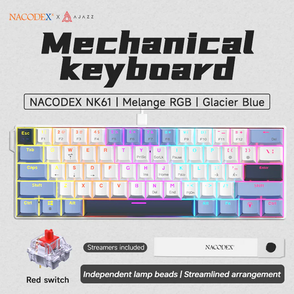 Механічна клавіатура Ajazz x Nacodex NK61 White Purple, Hot Swap, RGB, Дротове підключення 8911 фото