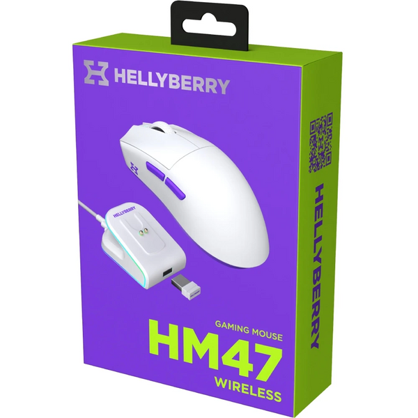 Бездротова миша HATOR Hellyberry HM47 wireless White Violet, з док-станцією, сенсор PAW3311, 12000 DPI, 1000 Гц, Bluetooth / 2.4 ГГц / USB 7268 фото