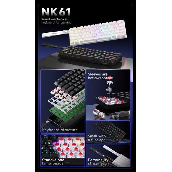 Механічна клавіатура Ajazz x Nacodex NK61 White, Hot Swap, RGB, Дротове підключення 8913 фото