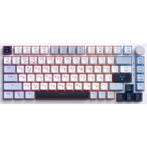 Механічна клавіатура GamePro Genesis Warden MK160BL Blue White, Hot Swap, RGB, Дротове підключення, UKR/ENG 9173 фото