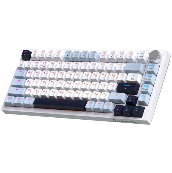 Механічна клавіатура GamePro Genesis Warden MK160BL Blue White, Hot Swap, RGB, Дротове підключення, UKR/ENG 9173 фото