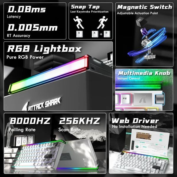 Клавіатура магнітна Attack Shark R85 White 5611 фото